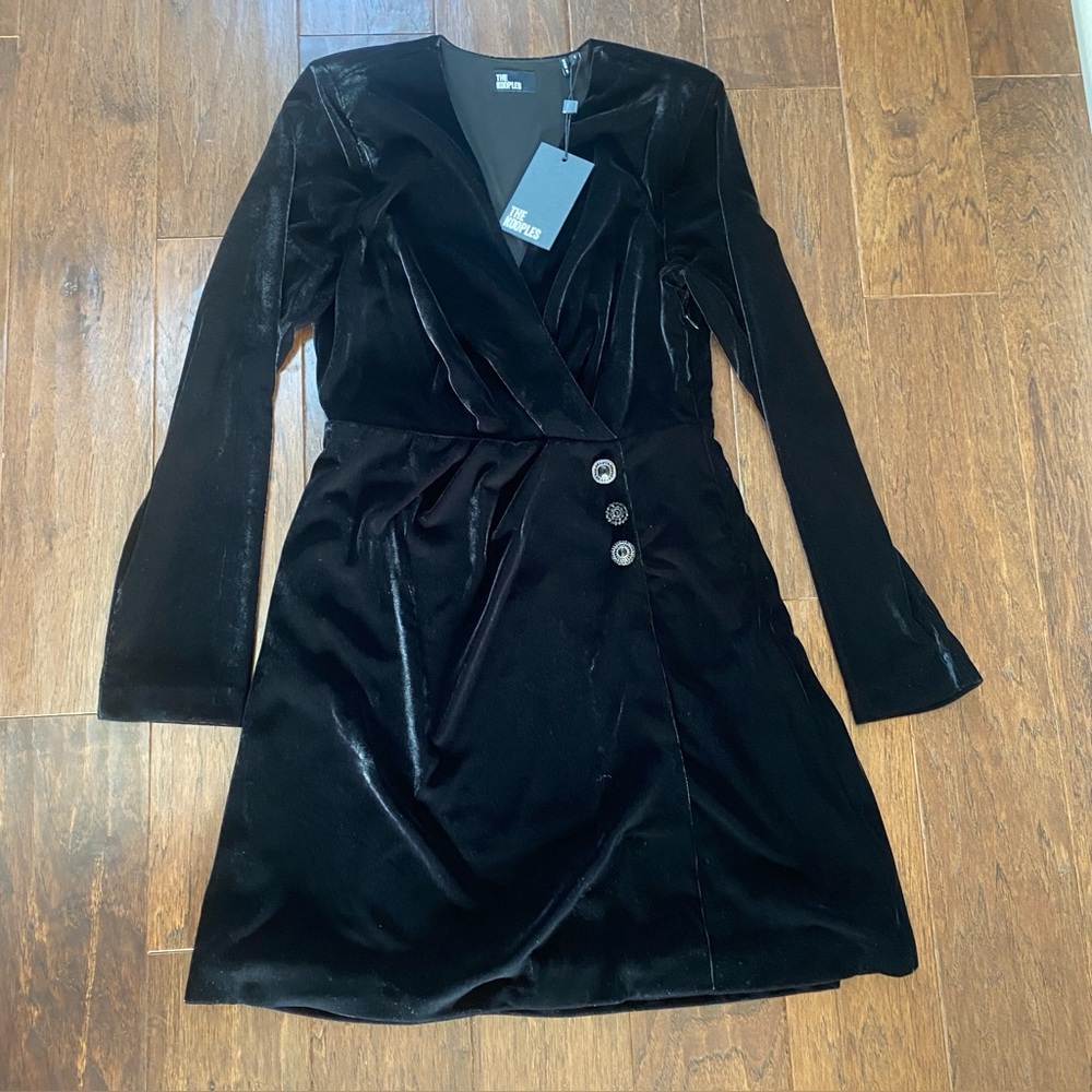 The Kooples Elegant Black Velvet Dress - Small 2 / 4